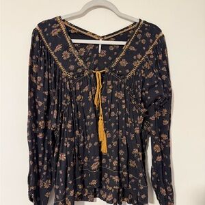 Free People Floral Prairie Peasant Blouse